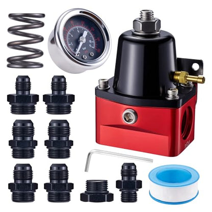 EVIL ENERGY Fuel Pressure Regulator (20-75PSI, 75-120PSI), 6AN EFI Adjustable - color: Red