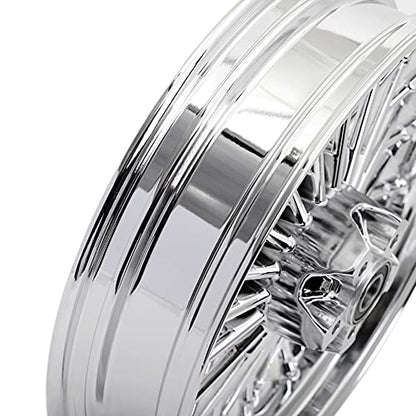TOFR 18x3.5 16x3.5 Chrome Fat Spoke Wheels For Harley Touring Baggers 00-08 - color: Chrome, size: Front:18x3.5 Rear:16x3.5