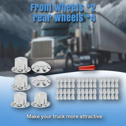 LABLT Chrome Wheel Hub Covers for Semi Truck Tractor Trailer