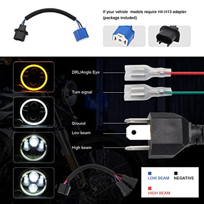 Shkalacar 3/4'' 5.75 inch LED Headlight Round, Motorcycle Projector Headlamp Super Wide Angle Driving Light