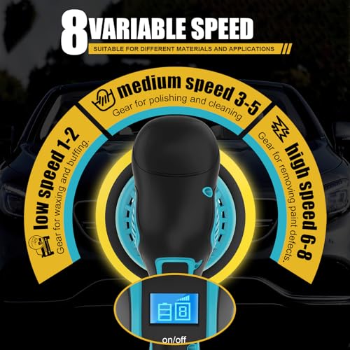 Cordless Car Buffer Polisher, 6 In Mini Buffer Polisher Kit with 2 Pack 21V Rechargeable Batteries,8 Variable Speed 5500RPM Orbital Polisher for Car Boat Detailing, Polishing,Scratch Removing - size: 2.0AH BufferPolisher