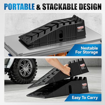 16000lb Stackable Heavy Duty Car Ramps for Oil Change,Save 50%Space