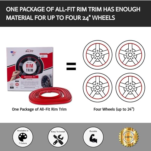 All-Fit Automotive Rim Trim – Fits Up to 4 24" Wheels (3/8″ Width - Purple) - color: Purple
