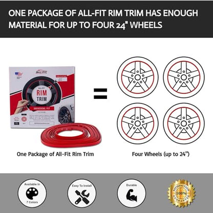 All-Fit Automotive Rim Trim – Fits Up to 4 24" Wheels (3/8″ Width - Purple) - color: Purple