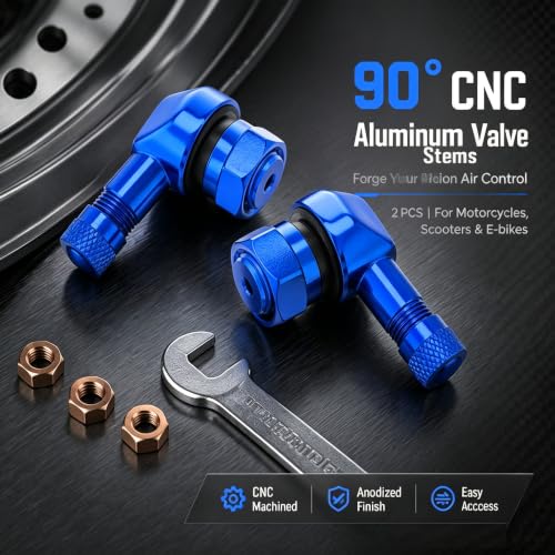 90° Tire Valve Stems 11.3mm Aluminum Forged for Scooter E-Bike ATV - color: Blue