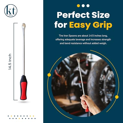 14.5" Tire Spoons Motorcycle Tire Iron Levers Pry Bar Set Changing Tires Removal Repair Tool Kit Tyre Changer Remover Metal Steel for Dirt Bike Scooter Bicycle Mower 14.5 inch Long (2)
