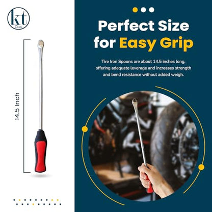 14.5" Tire Spoons Motorcycle Tire Iron Levers Pry Bar Set Changing Tires Removal Repair Tool Kit Tyre Changer Remover Metal Steel for Dirt Bike Scooter Bicycle Mower 14.5 inch Long (2)