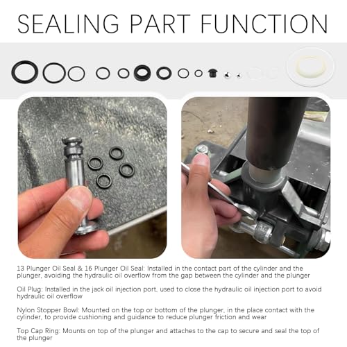 16PCS Hydraulic Jack Seal Kit with O Ring Seal,3 Ton Floor Jack Parts Kit