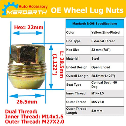24PCS,14mmx1.5 OEM Factory Wheel Lug Nuts for Sliverado Sierra 1500 Yukon - size: Set of 24