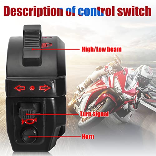 Control Turn Signal Horn Light Low High Beam Left Switch for Dirt Bike ATV Suzuki Yamaha Kawasaki Kymco Polaris Universal 520 450 530 500 wr wrf xr 600 650 dr drz 7/8inch Handlebar