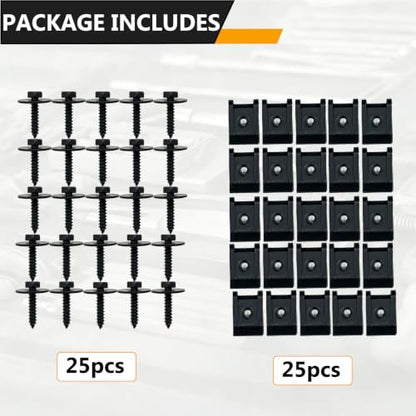 M4.2 Universal Fender Liner Screw and U Clips Fits Various Vehicles - size: M4.2