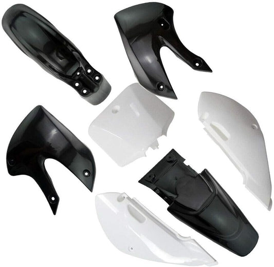 Fairing Kit Plastic Fender for KLX110 KX65 KLX 110 KX 65 DRZ110 RM65 Chinese 110cc 125cc 140cc 150cc 200cc Pit Dirt Bike Motorcycle Plastic Body Kit (Black and White Plastics) - style: Black and White Plastics