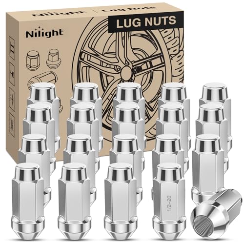 Nilight 20PCS 1/2-20 Lug Nuts Compatible with 1987-2017 Jeep Wrangler - color: Silver, size: 20PCS Explorer 1991-2020 Mustang 1994-2014
