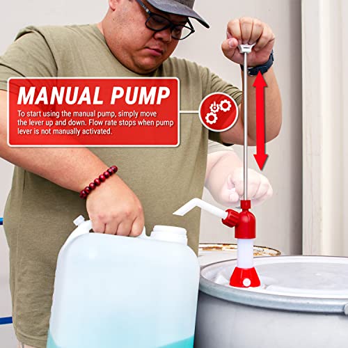 TERAPUMP Drum Barrel Pump for Mild Acids, DEF, Chemical and Biodiesel, Lift Action Manual Pump (14oz / Stroke) Adjustable Height, Fits 15-55 Gallon Barrel Drum - style: 14 oz / Stroke