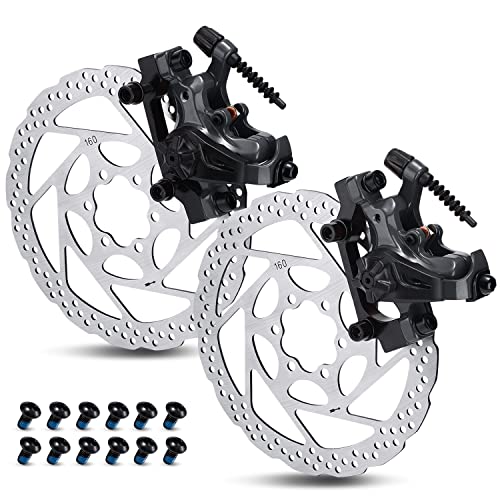 TOBWOLF Mechanical Disc Brake Set, Dual Piston Calipers with 160mm Rotors - color: Mechanical Disc Brake Set - Dual Piston （Black）