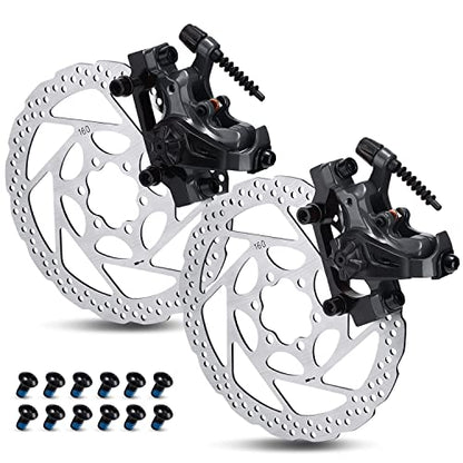TOBWOLF Mechanical Disc Brake Set, Dual Piston Calipers with 160mm Rotors - color: Mechanical Disc Brake Set - Dual Piston （Black）