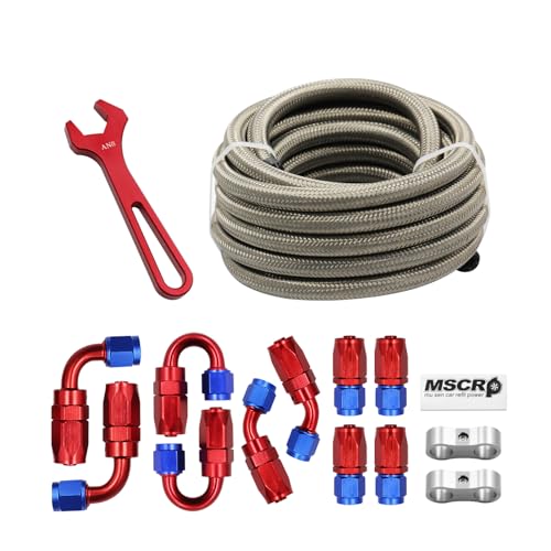 8AN 20FT Fuel Line Hose Kit with Fitting,Braided 1/2" CPE Fuel Oil Hose - style: AN8