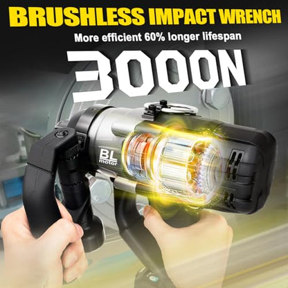 Cordless Impact Wrench 1" Compatible with DeWalt 20V Battery - color: Black 3000n 1in