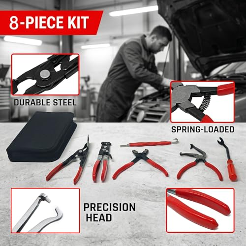 8 Pcs Automotive Electrical Disconnect Pliers Kit with Gloves