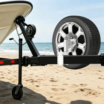 GADFISH Stainless Steel Spare Tire Carrier Mount, Elevated Folding 16.5 Inch Trailer Spare Tire Mount Holder，Fits 4/5/6 Lugs Trailer Wheels on 4"/4.5"/4.75"/5"/5.5" and 6" Bolt Patterns(Silver) - color: Silver