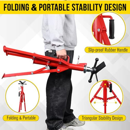 2PCS Pipe Jack Stand, Heavy Duty Pipe Stand, 2500LB Jack Stands Carbon Steel with Portable Folding Legs 28-52 Inch Height Adjustable 1/8"-12" Capacity - color: Red | 2PCS