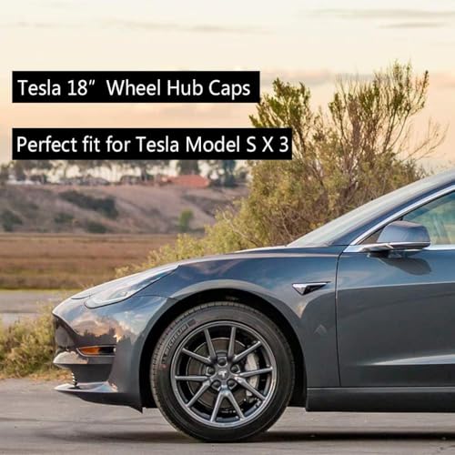 4 Pack Wheel Center Hub Caps Compatible with Tesla Model 3 Model Y - color: Red