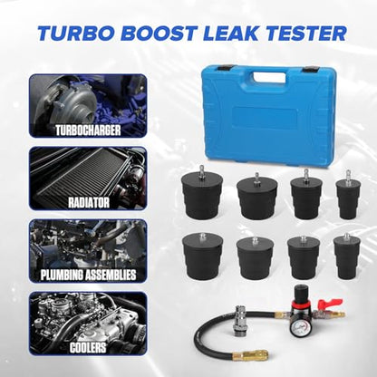 Turbo System Leakage Tester Kit 10PCS with Adapters 1-3/8 to 3-1/2"