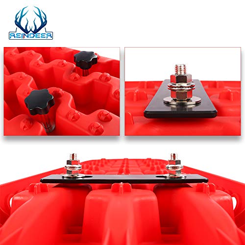 REINDEER Traction Boards Tracks Recovery Red with Mounting Plates Bag - color: Red with Accessories, size: Standard