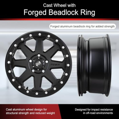 Tusk 4/137 Uinta Beadlock Wheel - 15x7, 4.0+3.0, Matte Black