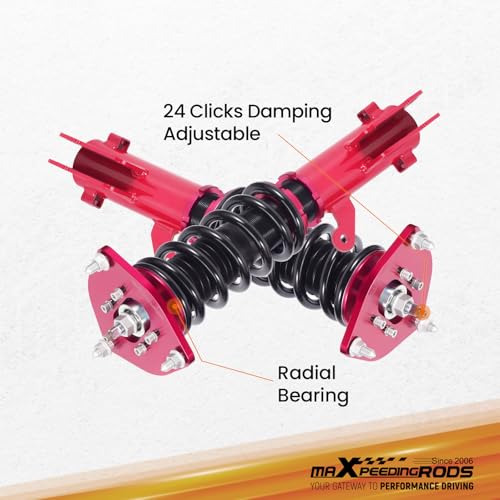 maXpeedingrods Coilovers for Mitsubishi Eclipse 2006-2012, for Mitsubishi Galant 2004-2012, 24 Levels Damper Adjustable Coilovers Suspension Kit, Height Adjustable Lowering Kit, Red - color: Red
