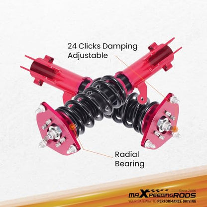 maXpeedingrods Coilovers for Mitsubishi Eclipse 2006-2012, for Mitsubishi Galant 2004-2012, 24 Levels Damper Adjustable Coilovers Suspension Kit, Height Adjustable Lowering Kit, Red - color: Red