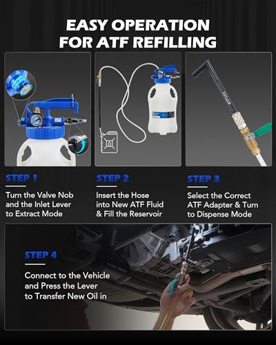 OMT 2.6 Gallon Vacuum Fluid Evacuator and Filler Set with 15 ATF Adapters
