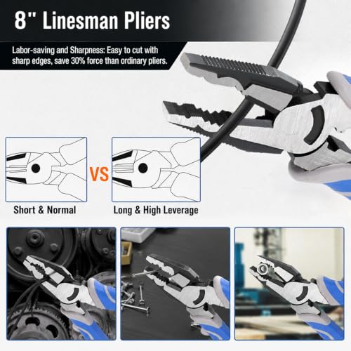 COMOWARE 7Pcs Pliers Set, Mechanic Plier with Rolling Pouch, 10", 8" Groove Joint Pliers, 8" Adjustable Wrench, 8" Linesman, 6" Long Needle Nose, 6" Slip Joint, 6" Diagonal, Roll-Up Pouch Organizer - style: 7 Pcs
