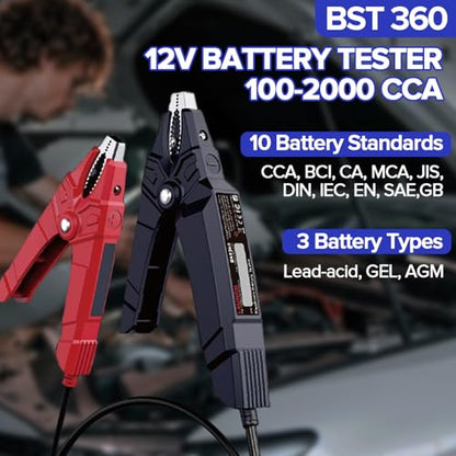2026 Launch Upgraded BST360 6V 12V Car Battery Tester, Bluetooth Battery Load Tester Charging Cranking System Analyzer for Android/iPhone/Launch X431, 100-2000 CCA Alternator Tester Voltmeter