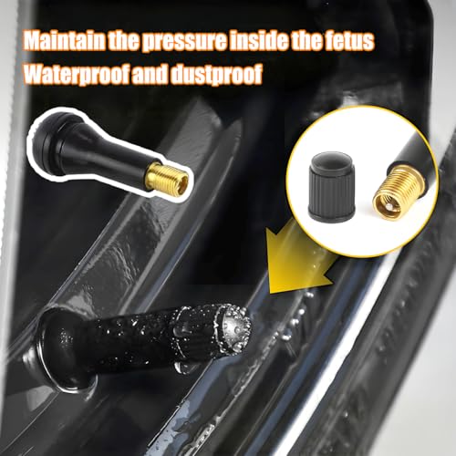 Mandark 50PCS Car TR413 Tire Valve Stems, Rubber Snap-in Automotive Valve Stems, Vehicle 0.453 Inch Tubeless Rim Holes Valve Stem Replacement Accessories, Universal for RV, SUV, Truck - size: 50PCS