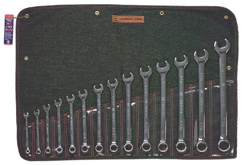 Wright Tool 914 Full Polish 12 Point Combination Wrench Set 3/8" - 1-1/4" (14-Piece)
