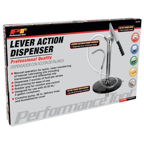 Performance Tool W54232 Lever-Action Bucket Pump for 5 Gallon Pails, Black (Pack of 2) - size: 5-Gallon Containers (Pack of 2), style: Lever-Action Bucket Pump