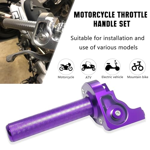 Motorcycle Throttle Assembly,7/8" Quick Twist Throttle Grips with Throttle Cable Aluminum Alloy Universal for CRF KLX SSR TTR 110 125 150 250cc Dirt Pit Bike ATV Mini Bike - color: Purple + Black