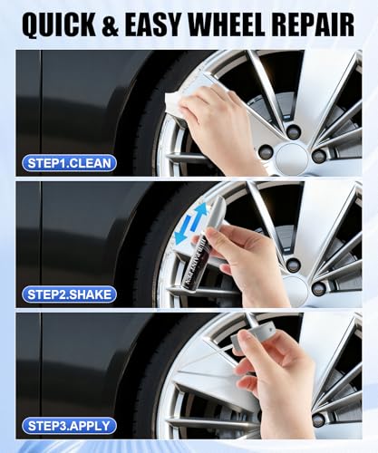 Amiss Sliver Flash Rim Repair Kit, Wheel Paint and Rim Paint Touch Up Pen for Curb Rash, Universal Alloy Wheel Scratch Repair for Scratches and Scuffs, Car Accessories (Sliver Flash) - color: Sliver Flash