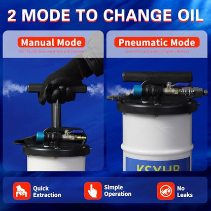6.5 L Oil Extractor-Pneumatic/Manual Vacumm Fluid Extractor Fluid Change Pump with Four Extended Oil Suction Hoses,One Brake Bleeding Hose,and One Auxiliary Extension Hose for Fluid Extractio