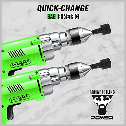 SWANLAKE 20PCS Power Nut Driver Set for Impact Drill, 1/4” Hex Head Drill Bit Set SAE and Metric - color: 20pcs Standard Version Black