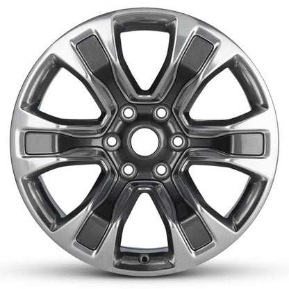 20x9 in Aluminum Wheel Rim 6 Lug 139.7mm 19mm Offset 77.8mm CB| Polished Face w/Painted Inlay Charcoal finish Fits 2019-2024 Dodge Ram 1500 | New OEM Surplus | 5YD591AUAA - size: 20x9 - OEM Surplus
