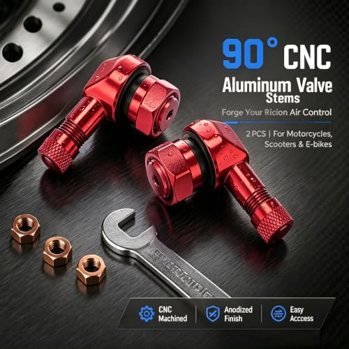 90° Tire Valve Stems 11.3mm Aluminum Forged for Scooter E-Bike ATV - color: Red