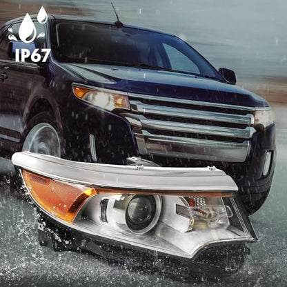 FIONE Headlight Assembly Compatible with Ford Edge 2011 2012 2013 2014 Pair Halogen Replacement Projector Headlamp SE SEL Limited Left Driver & Right Passenger Side - color: Pair/Driver&Passenger