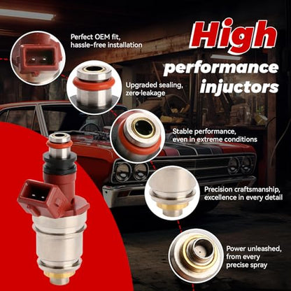 4-Pack Fuel Injectors Set | Compatible with Nissan D21 1990-1994 2.4L L4| Replaces FJ342 16600-86G10 - size: 4 X FJ342
