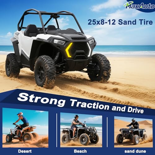 MaxAuto Set of 2 AT25x8-12 ATV UTV Mud Sand Tires,25x8x12 All-Terrain Off-Road Front Tires,6 PR, Tubeless - size: 25x8-12 Front
