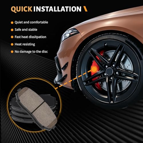 D1258 Front Ceramic Brake Pads Kit Fit For Mazda CX-5 2019-2023, For CX-7 2007-2012, For CX-9 2007-2023, For Ford Edge 2010-2011, For Lincoln MKX 2010 - style: HZ1258