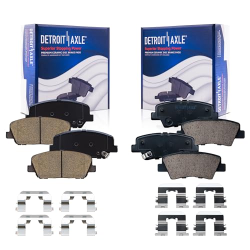 Detroit Axle - Brake Pads for 2017-2018 Kia Forte5, 2016 Hyundai Veloster - size: 4P42566/Kit