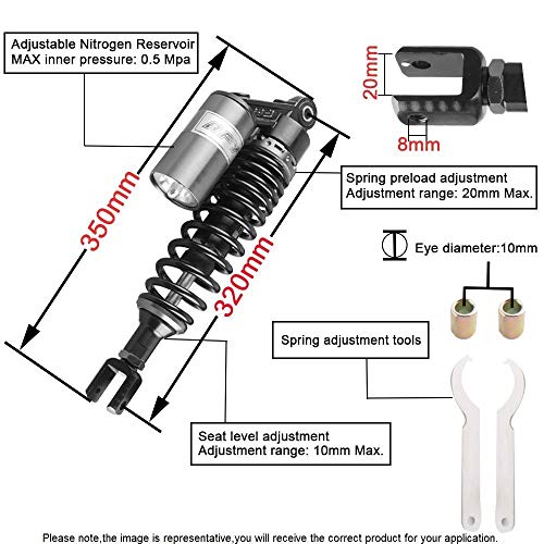 320mm Pair Rear Motorcycle Shock Absorbers Suspension Eye to Clevis Universal for Kawasaki Honda Yamaha Suzuki - color: 320mm White
