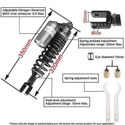 320mm Pair Rear Motorcycle Shock Absorbers Suspension Eye to Clevis Universal for Kawasaki Honda Yamaha Suzuki - color: 320mm White